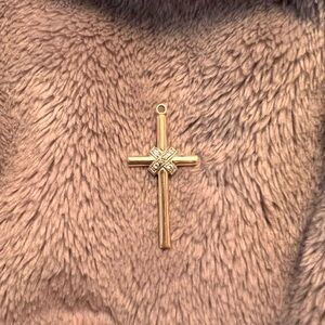 VINTAGE 14K GF Dainty Religious Cross Necklace Pendant with Crystals